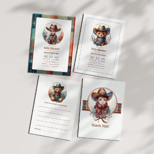Invitation Mocha Mousse Rustique Western Cowboy Baby shower