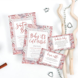 Pink A Little Snowflake is on The Way Baby Shower Invitation