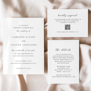 Simple Black and White QR Code Clean Wedding RSVP Card