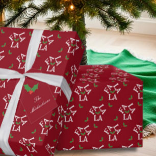 Fa La La Festive Holly Christmas Wrapping Paper