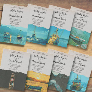 Vintage sailing boat navy destination wedding invitation
