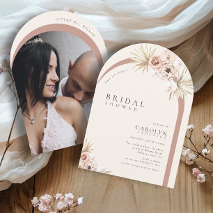 Boho Watercolor Floral Modern Arch Bridal Shower Tapestry