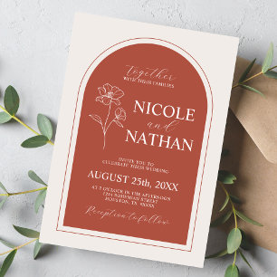 Invitation Tout En Un Boho Design Terracotta Rust Earth Tone   Code QR