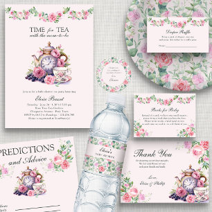 Time for Tea with Mom-to-Be Pink Baby Shower Invitation