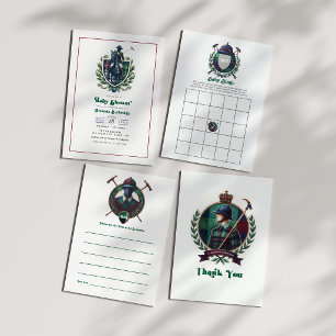 Invitations En Acrylique Equestrio Polo Crest Luxury Preppy Baby shower