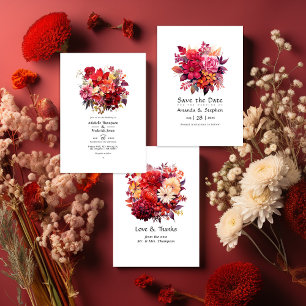 Luscieux Faire-part de mariage Floral Rouge
