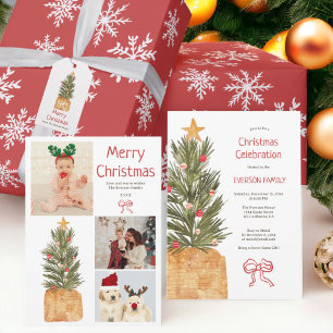 Red and White Snowflake Winter Christmas Pattern Wrapping Paper