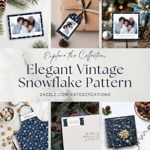 Elegant Blue Vintage Winter Snowflakes Apron