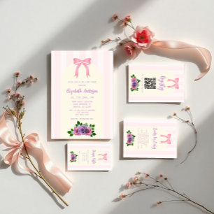 Garden Roses Pink Baby Shower Diaper Raffle Enclosure Card
