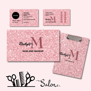 Blush Pink Monogram photo Hairstyle Lookbook Binder