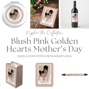Blush Pink Golden Hearts Mother's Day Black Ink Pen