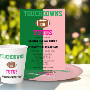 Touchdowns or Tutus Gender Reveal Invitation