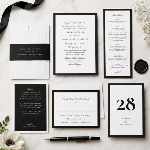 Formal Black and White Wedding Menu