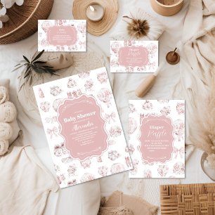 Pink Clothes Toile De Jouy  Books for Baby Enclosure Card