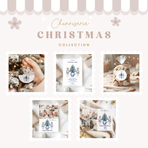 3 Photo Blue Chinoiserie Nutcracker Christmas Ceramic Ornament