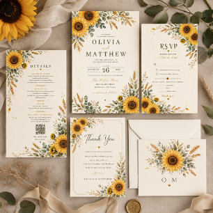 Sunflower Countryside Wedding Invitation