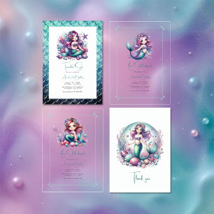 Pastel Under the Sea Girl’s Birthday Thank You Card
