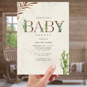 Invitation Tout En Un Baby shower de demande de carnet de lettres Cactus