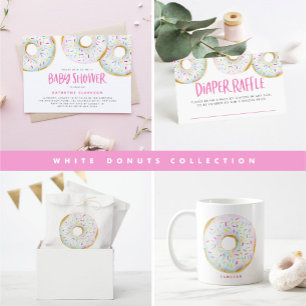 Watercolor White Sprinkle Doughnuts Baby Shower Invitation