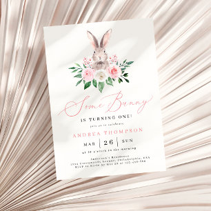 Some Bunny Blush Pink Floral Thank You Birthday Classic Round Sticker