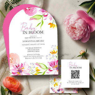 Baby In Bloom Floral Watercolor Shower Invitation