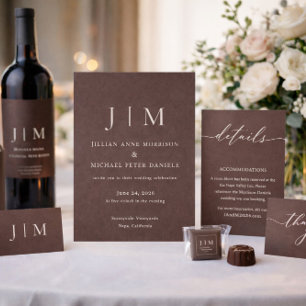 Carte Trois Volets Chocolat officiel brun Mariage moderne