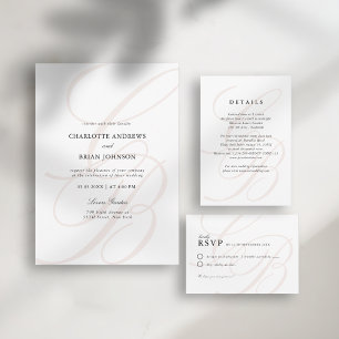Minimalist Script Font Monogram   Elegant Wedding Invitation