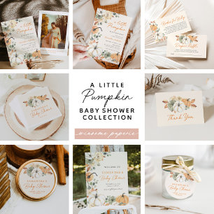 Boho A Little Pumpkin Floral Fall Baby Shower Invitation