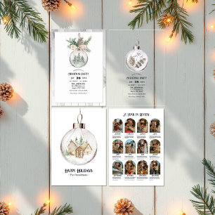 Transparent Boho Neutral Christmas Party Acrylic Invitations