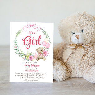 Floral arch teddy bear baby stats baby blanket