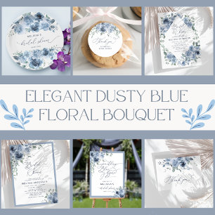Dusty Blue Floral Modern Bridal Shower Invitation