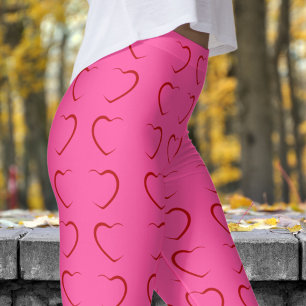 Adorable Red Love Hearts Pattern Leggings