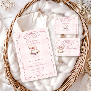 Pink Tea Party Baby Shower  Registry Enclosure Card