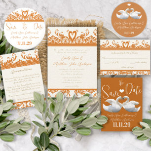 Invitations de mariage des Inséparables de cygne