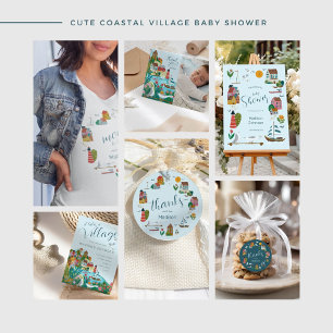 It takes a village boy baby shower party invitation