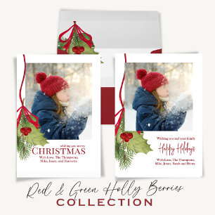 Merry Christmas Holiday Red Calligraphy Script Invitation
