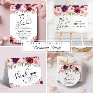 Elegant Floral Virtual 75th Birthday Party Invitation