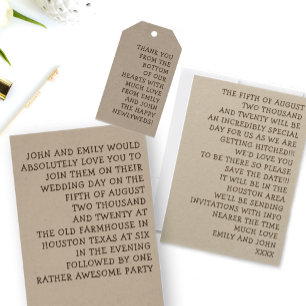 Simply Typography Fun & Informal Wedding Invitation