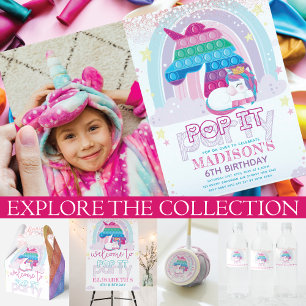 Unicorn Pop It Birthday Party Invitation