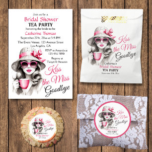 Invitation Kiss The Miss Goodbye Fête des mariées Tea Party