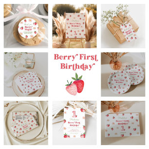 Thank You Berry Much Pink Strawberry Birthday Girl Classic Round Sticker