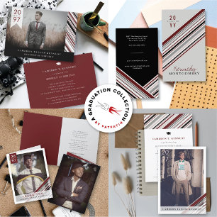 Invitation Preppy Blue Pin Stripes Photo Graduation Party