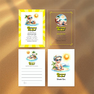 Retro Beach Theme Here Comes the Son Baby Shower Acrylic Invitations