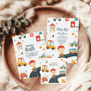 Cute Colourful Cars Boy Baby Shower Books for Baby Enclosure Card