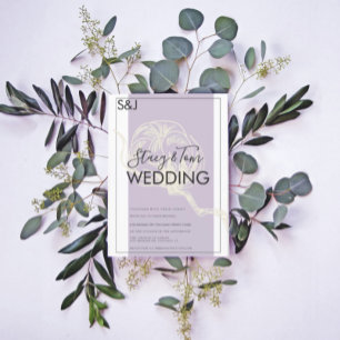 Botanical Cotton Plant Lavender Wedding Invitation Postcard