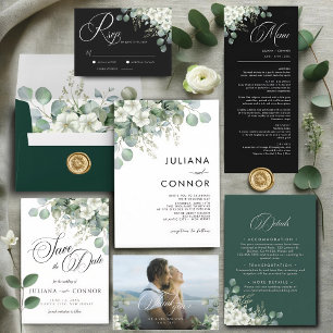Modern Emerald Greenery Wedding Program