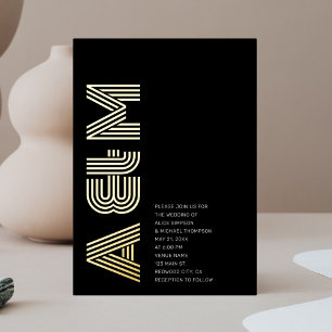 Invitation Monogramme gras minimaliste noir