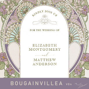 Vintage Lilac Bridal Shower Art Nouveau Deco Invitation
