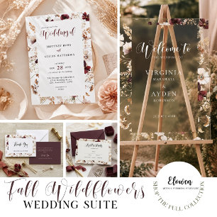 Fall Wildflowers Floral Wedding  Invitation