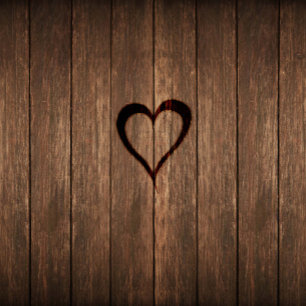 Rustic Wood and Engraved Heart Wedding Invitation